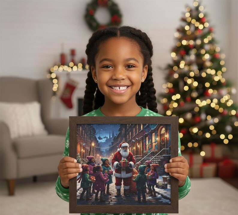 Festive Black Santa Christmas Puzzle: Family Holiday Fun image 3