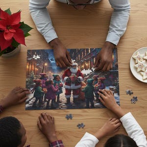 Festive Black Santa Christmas Puzzle: Family Holiday Fun image 2