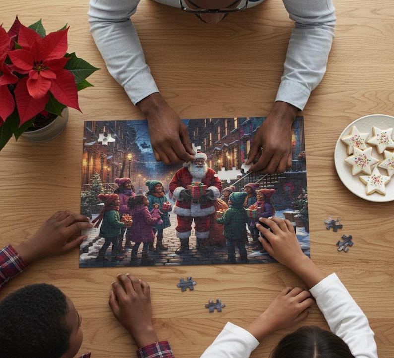 Festive Black Santa Christmas Puzzle: Family Holiday Fun image 2