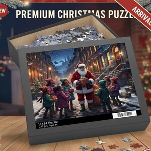 Festive Black Santa Christmas Puzzle: Family Holiday Fun image 1