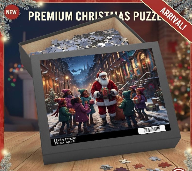 Festive Black Santa Christmas Puzzle: Family Holiday Fun image 1