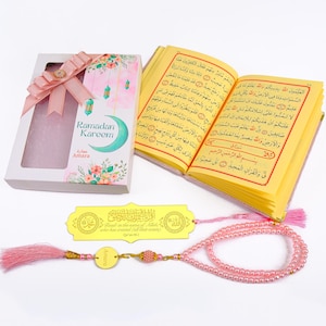Personalized Velvet Dua Book Bookmark Tasbeeh Gift Set | Ramadan Eid Hajj Umrah Wedding Birthday Islamic Muslim Part Favors Gifts for Guests