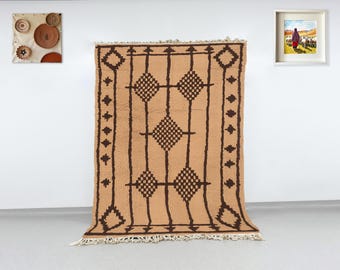 Handwoven Berber Moroccan Rug, Neutral Boho Decor, Custom Size
