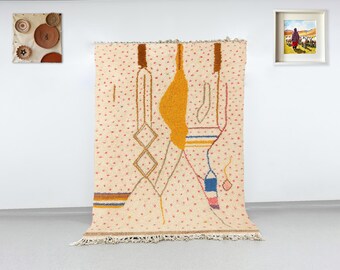 Handwoven Moroccan Azilal Rug, Abstract Confetti Berber Carpet