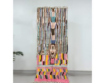 Hand-Knotted Beni Ourain Wool Rug: Colorful Abstract Moroccan Carpet