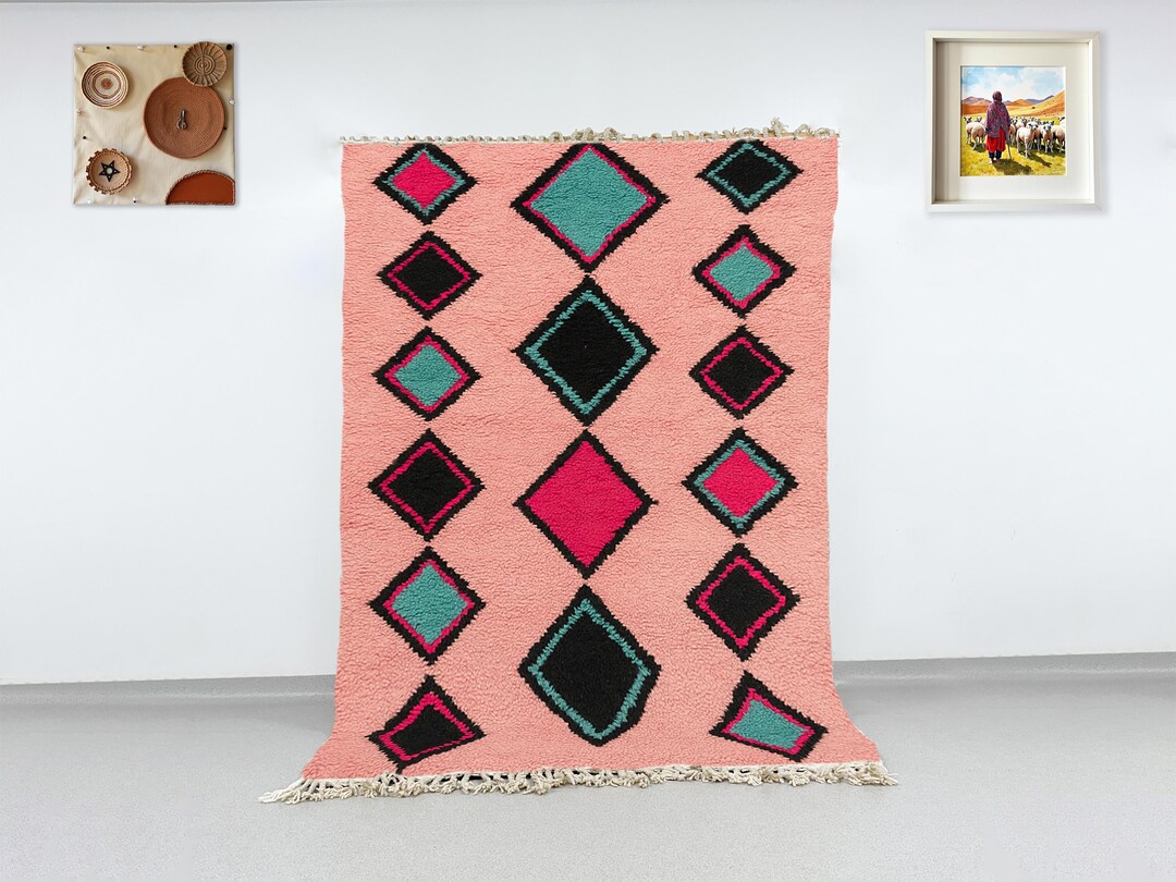 Barbiecore Rug, Preppy Pink Carpet, Danish Pastel Aesthetic, Geometric ...