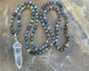 SALE  Labradorite  Mala Beads  Gift for Her  Luminous Blue Flash  Crystal Healing   Energy Worker  Light Worker  Quartz Crystal  Yoga Gifts