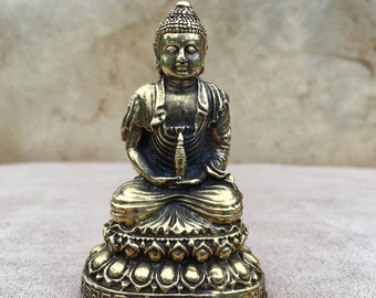 Brass Buddha Statue Travel Altar Deity Buddhist Statue  Small Buddha Altar Statue U-Lai Buddha  Portable Altar Buddhist Gifts Meditation