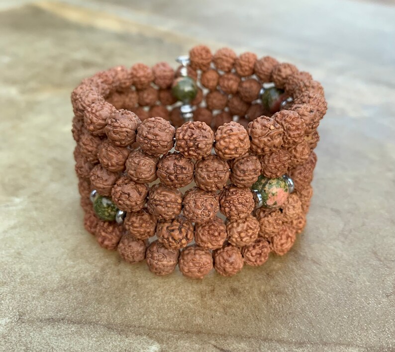 Rudraksha Mala Bracelet 108 Mala Beads The Yogi Unbreakable Japa Mala Yoga Gifts Meditation Yoga Teacher Gift Natural Wrap Bracelet image 5