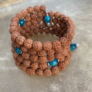 Rudraksha Mala Bracelet 108 Mala Beads The Yogi Unbreakable Japa Mala Yoga Gifts Meditation Yoga Teacher Gift Natural Wrap Bracelet image 2