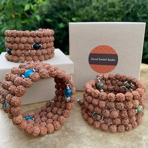 Rudraksha Mala Bracelet 108 Mala Beads The Yogi Unbreakable Japa Mala Yoga Gifts Meditation Yoga Teacher Gift Natural Wrap Bracelet image 1