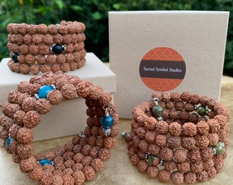 Rudraksha Mala Bracelet  108 Mala Beads The Yogi  Unbreakable Japa Mala  Yoga Gifts  Meditation  Yoga Teacher Gift  Natural Wrap Bracelet