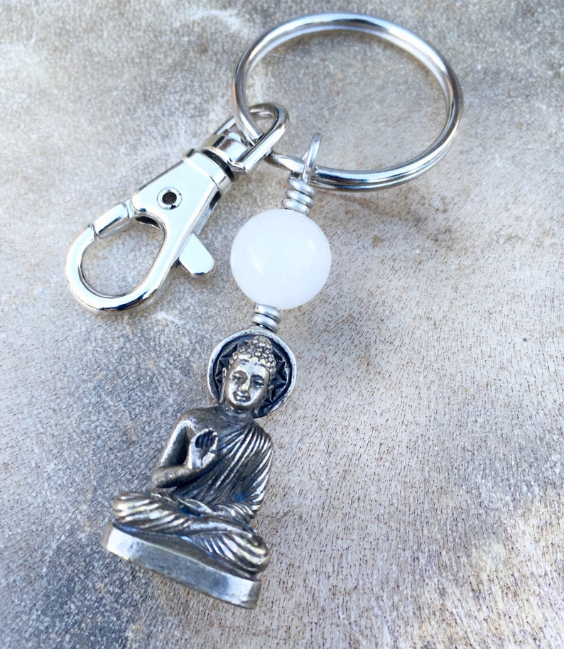 Zen Buddhist Gifts Buddha Bag Charm Buddha Keychain White Jade Etsy