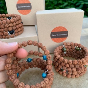 Rudraksha Mala Bracelet 108 Mala Beads The Yogi Unbreakable Japa Mala Yoga Gifts Meditation Yoga Teacher Gift Natural Wrap Bracelet image 4