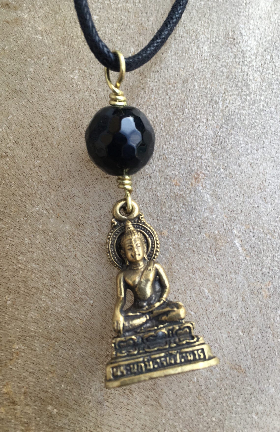 Buddha Necklace Recovery Gifts Brass Thai Buddha Pendant Black | Etsy