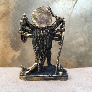 2 1/2 Small Brass Kali Statue Kali Ma Statue Hindu Goddess Travel Altar Portable Altar Hindu Deity Statuette image 7