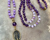 Quan Yin Kuan Yin Crystal Necklace Amethyst Kunzite Rose Quartz 108 Mala Beads Yoga Necklace Japa Mala Lilac Kunzite Meditation Gift Yogi