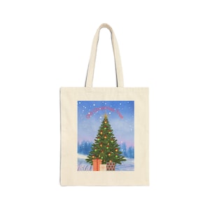 Christmas Tree Cotton Canvas Tote Bag, Holiday Shopper Bag, Eco-Friendly Gift, Seasonal Decor, Christmas Shopping Essentials
