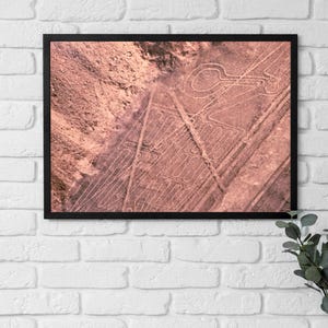 Framed Poster Peru, NAZCA Lines Bird image 200BC-500AD Art, Mysterious Andean Landmark, Ancient Aerial Art, Home Office Decor, Gift for Her