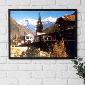Framed Poster Peru, Last Railstop Before the Inca Trailhead Art, Railway Photography, Mountain Travel, Historic Art Gift, Adventure Wall Art