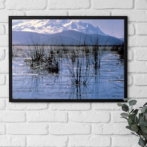 Framed Poster Bolivia, Lake Titicaca, Andean Mountains, High-Altitude Wetlands, Vintage Landscape Photography, South American Wall Art Decor