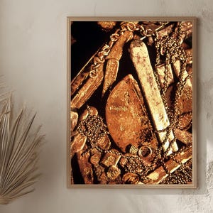 Póster enmarcado Cuba, tesoro español Cadena de oro y lingotes y piezas de Ocho La Habana Cuba, Amante del arte histórico de La Habana, Regalo para ella/él