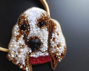 Custom Embroidered Pet Brooch – Realistic Dog Portrait, Dog Memorial Gift