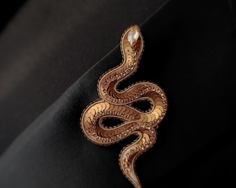 Beaded Serpent Pin Embroidered green golden black snake brooch Handmade pin Unique gift for a woman Gifts for her Personalised jewellry