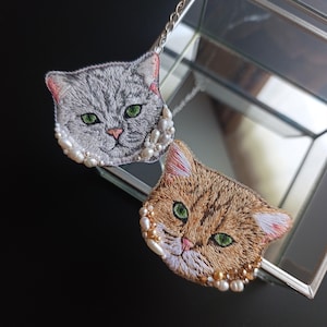 Custom Cat Portrait - Realistic Embroidered Pet from Photo Gift for Cat Lovers Dog Portrait Handcrafted Brooch Pet Memorial gift