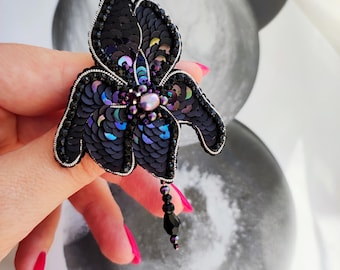 Delicate Iris Brooch - Unique Gift for Her Flower brooch Gift for Woman Handmade brooch Personalized jewelry Charming gift for flower lover
