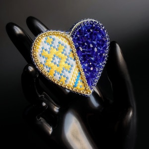 Ukraine symbols gift from Ukraine Handmade brooch Ukraine Gifts for Mom Embroidered Ukraine heart brooch Gift for her