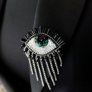 Embroidered Evil Eye Lapel Pin - Handmade unique gift for her Personalized handmade gifts Personalized gift for mom Embroidered eye brooch