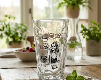 Verre à vin personnalisé avec votre photo - Gravure laser noire, un cadeau unique du Palatinat