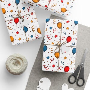 Colorful Balloon Wrapping Paper Roll, Birthday Gift Wrap, Party Decorations, Holiday Gift Wrapping, Festive Paper for All Occasions