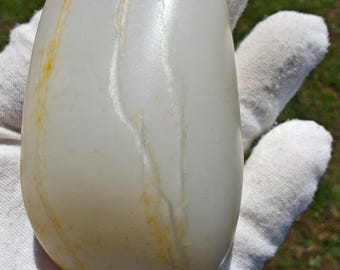 Lab Certified Kunkun Mountain White Nephrite Jade Palm stone