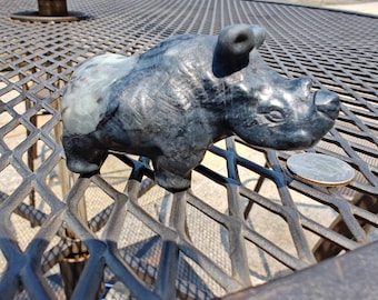 Certified Authentic Nephrite Jade Hand Carved Baby Rhino (Not Big Sur Jade)