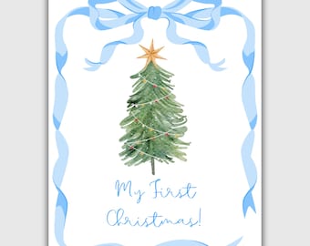 Baby Boy Holiday Milestone Cards: First Year Photo Props (Digital PDF)