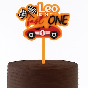 Fast ONE Race Car Birthday Cake Topper | Personalized Name and Color | Custom Cake Topper