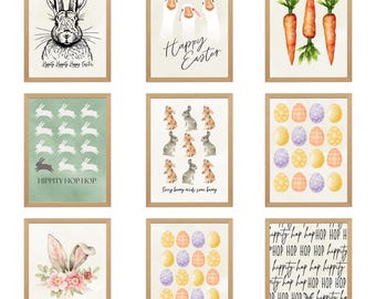 Easter Printable Wall Art Bundle, Set of 9 Spring Home Decor, Minimalist Gallery Wall Art, Easter Art, Easter Gifts,  Digital Download