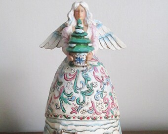 Jim Shore Resin Christmas Angel Retired Christmas Angel Hand Painted Angel Holding Christmas Tree Jim Shore Collectors Lovely Gift Item Jim Shore Resin Christmas Angel Retired Christmas Angel Hand Painted Angel Holding Christmas Tree Jim Shore Collectors Lovely Gift Item