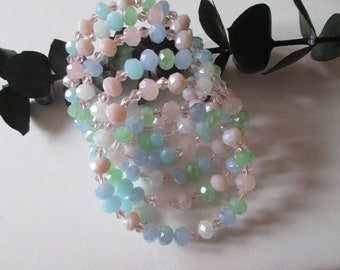 Pastel Czech Glass Beaded Memory Wire Bracelet, Summer Pastel Jewelry Accessory, Summer Pastel Bracelet, Gift Item, OOAK