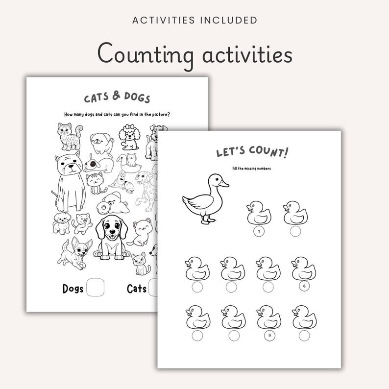 Preschool Learning Worksheets Bundle for Kindergarten PRINTABLE Toddler Montessori Activities Alphabet Numbers Math Colors Shapes