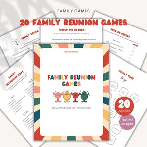 20 Family Reunion Games Printable Family Reunion Party Ideas Family Party Gathering Game Night Family Party Icebreakers Family Quiz Games