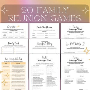 20 Family Reunion Games Printable Family Reunion Party Ideas Family Party Gathering Game Night Family Party Icebreakers Family Quiz Games