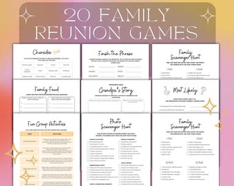 20 Family Reunion Games Printable Family Reunion Party Ideas Family Party Gathering Game Night Family Party Icebreakers Family Quiz Games