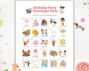 Birthday Scavenger Hunt Printable Outdoor Treasure Hunt for kids Camping Games for Children Preschool Outdoor Activity Game Birthay Games
