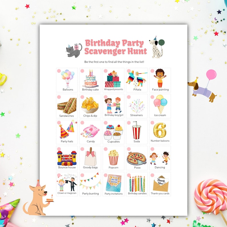 Birthday Scavenger Hunt Printable Outdoor Treasure Hunt for Kids ...