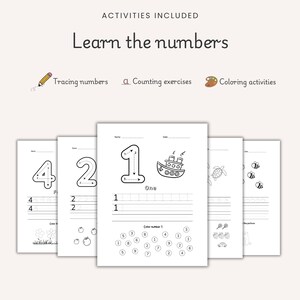 Preschool Learning Worksheets Bundle for Kindergarten PRINTABLE Toddler Montessori Activities Alphabet Numbers Math Colors Shapes