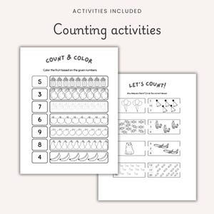 Preschool Learning Worksheets Bundle for Kindergarten PRINTABLE Toddler Montessori Activities Alphabet Numbers Math Colors Shapes