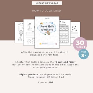 Preschool Learning Worksheets Bundle for Kindergarten PRINTABLE Toddler Montessori Activities Alphabet Numbers Math Colors Shapes